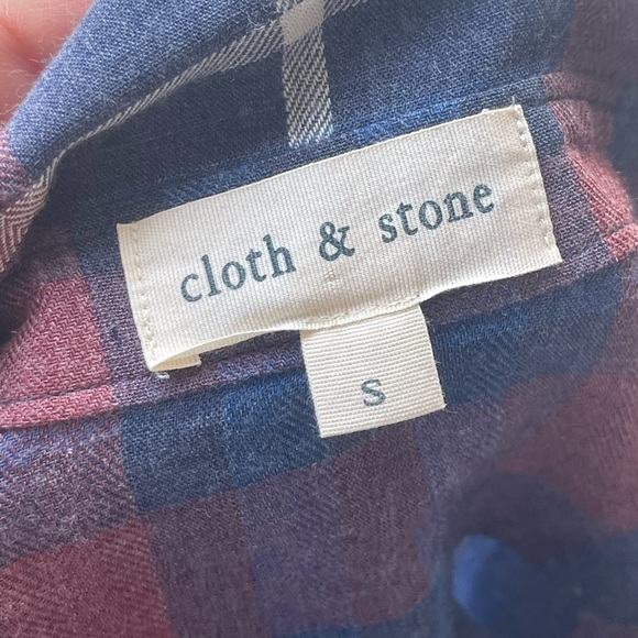 Anthropologie Cloth & Stone Aurora Plaid Button Down Red Blue small style B2808 - Picture 3 of 12